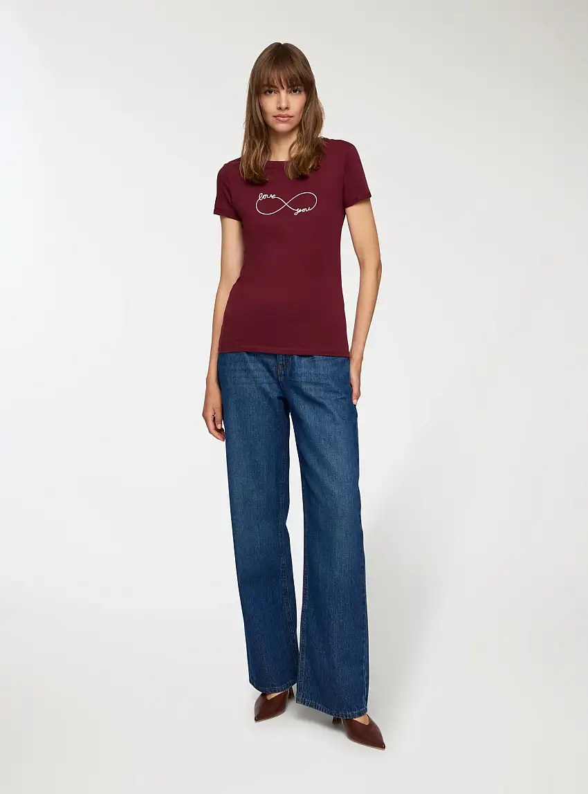 T-shirt slim fit con stampa infinito Bordeaux