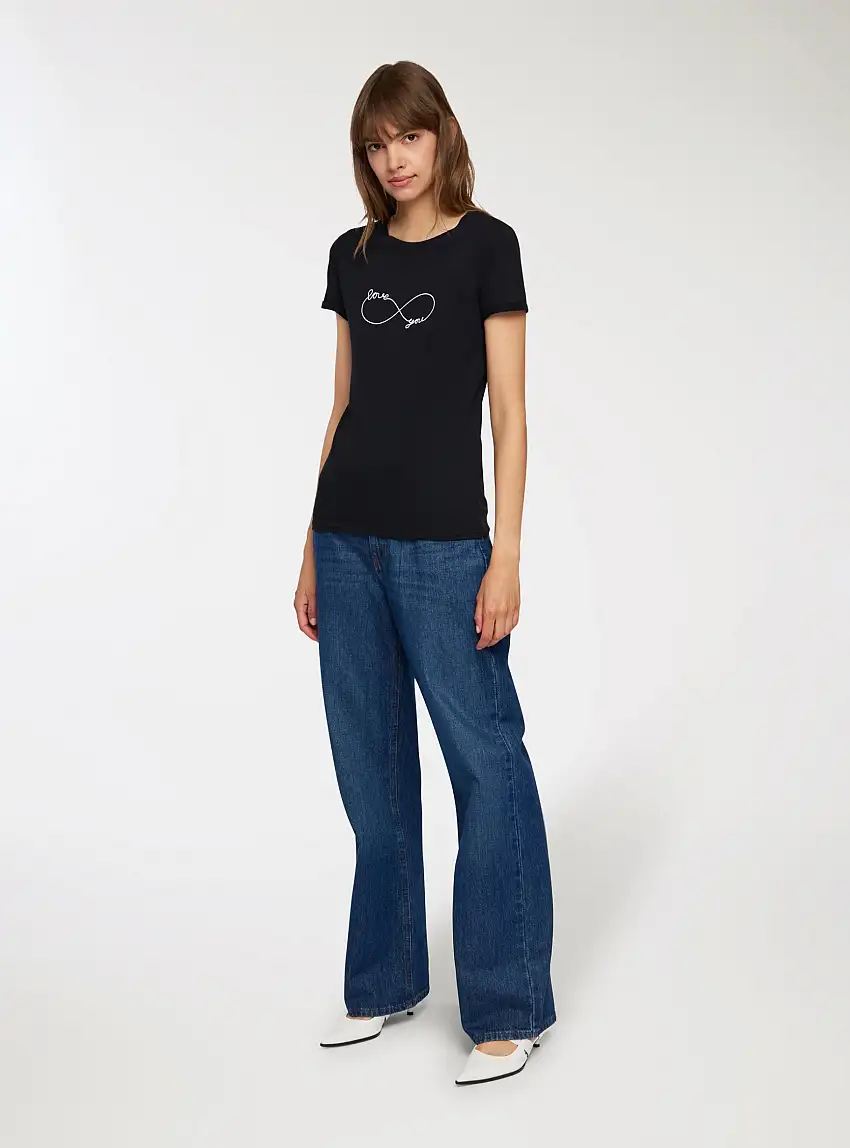 T-shirt slim fit con stampa infinito Nero