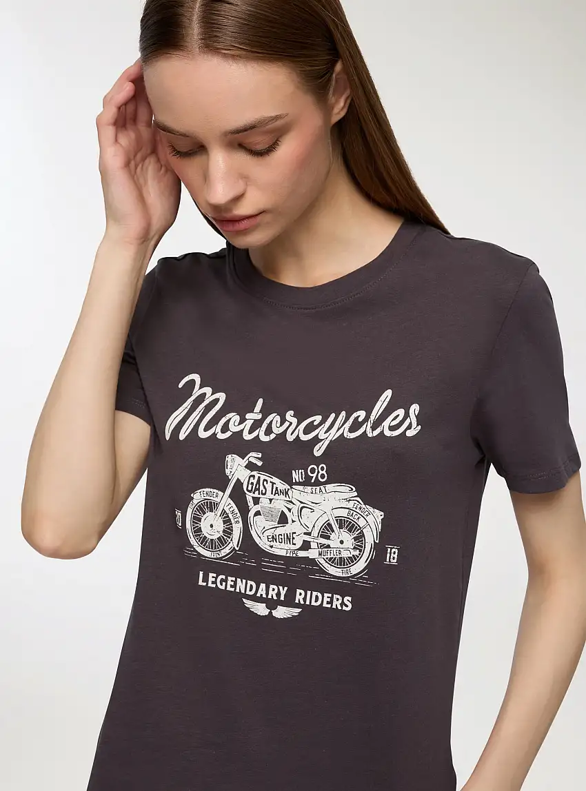 T-shirt con stampa moto Antracite