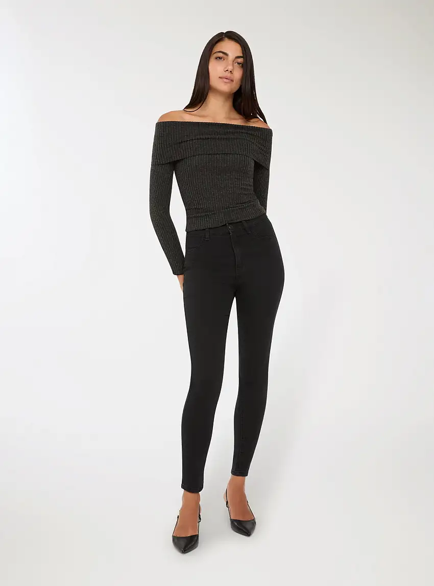 Jeggings vita alta Nero denim