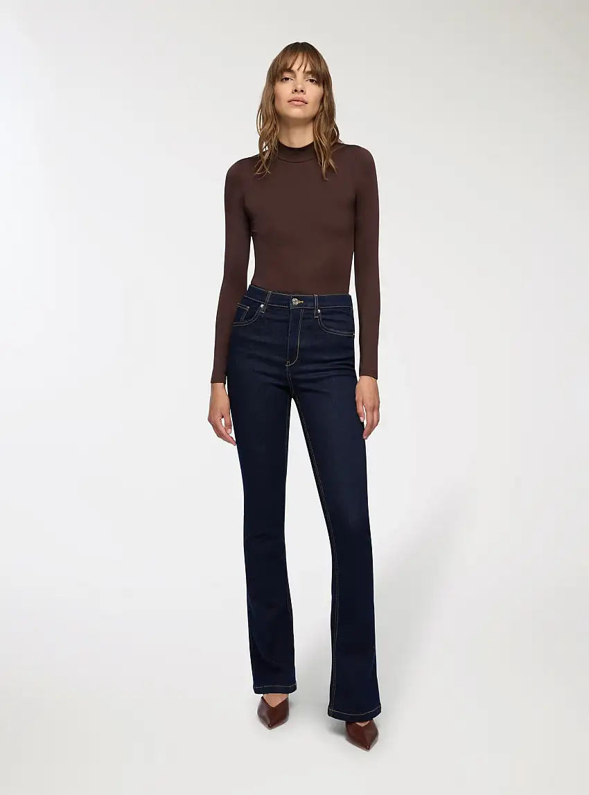 Jeans flared a vita alta Blu denim scuro