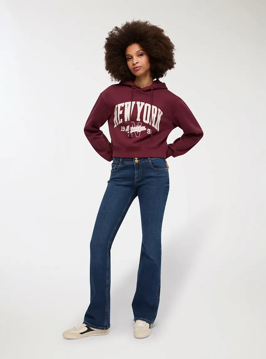 Jeans zampa a vita bassa Blu denim scuro