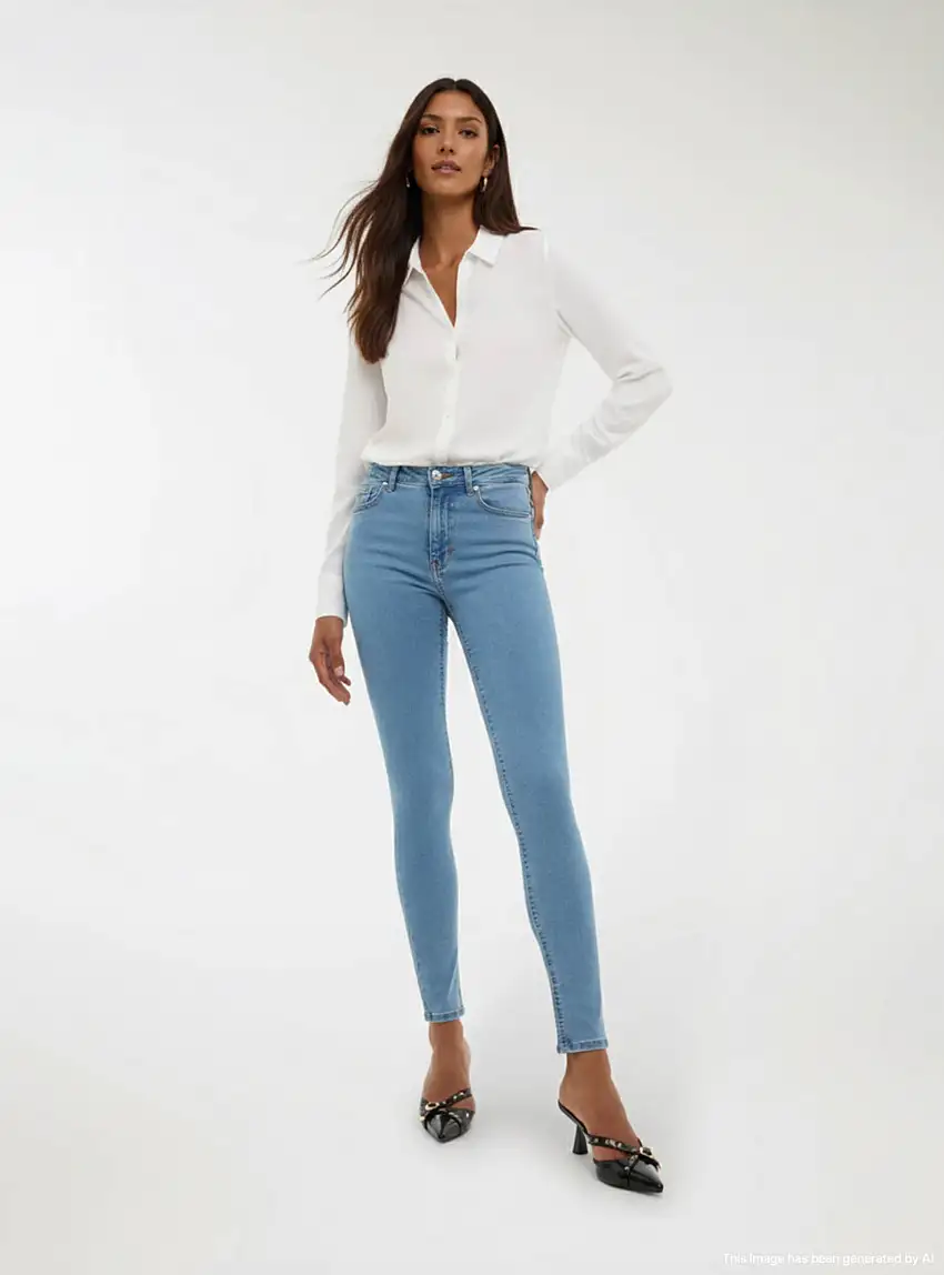 Jeggings tinta unita Blu denim chiaro