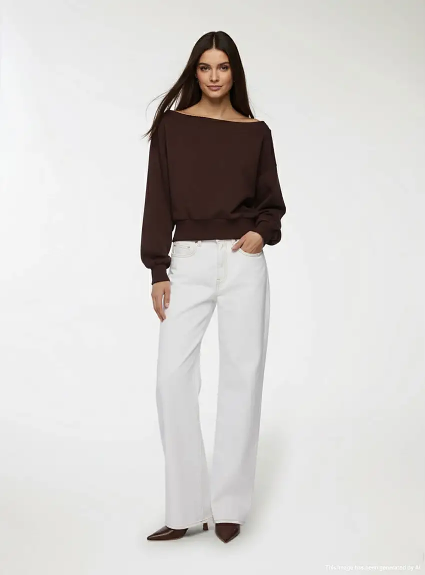 Jeans straight leg tinta unita Bianco denim