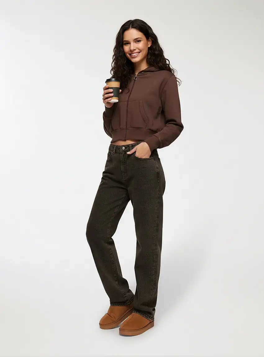 Jeans straight leg Blu denim medio