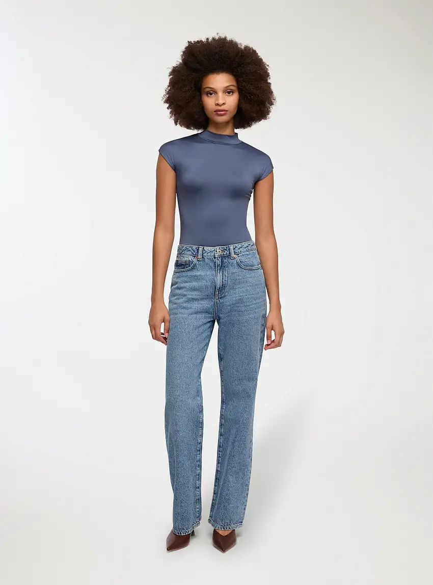 Jeans straight Blu denim medio