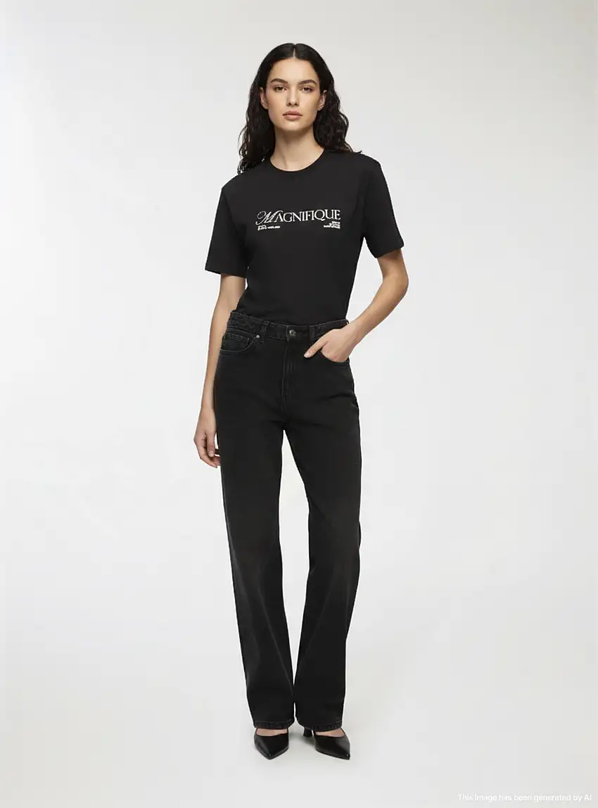 Jeans straight cinque tasche Nero denim