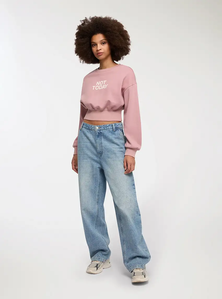 Jeans baggy tasche oblique Blu denim medio