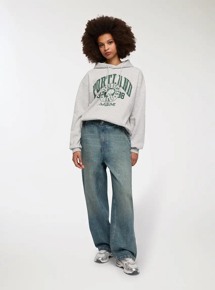 Jeans baggy sovratinto Blu denim medio