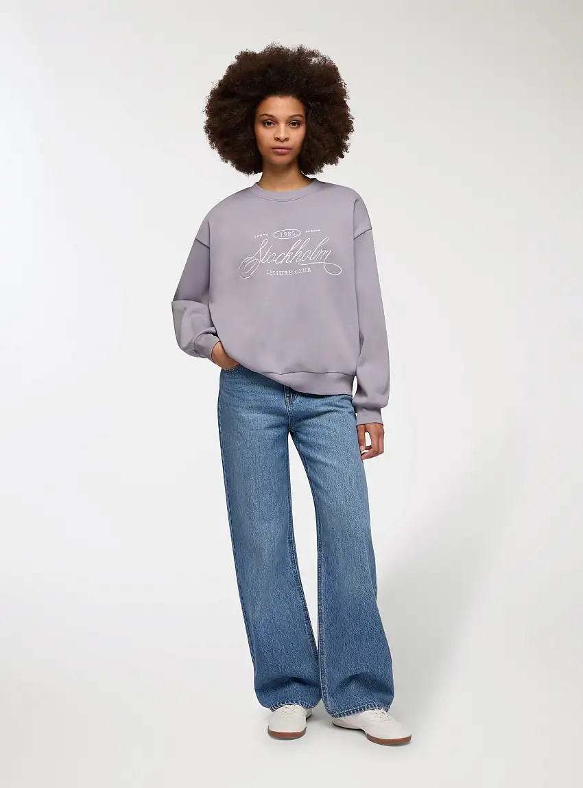 Jeans wide leg cinque tasche Blu denim medio