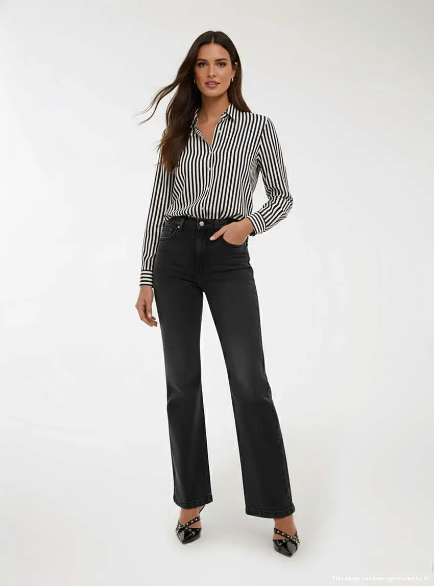 Jeans bootcut fit Nero denim