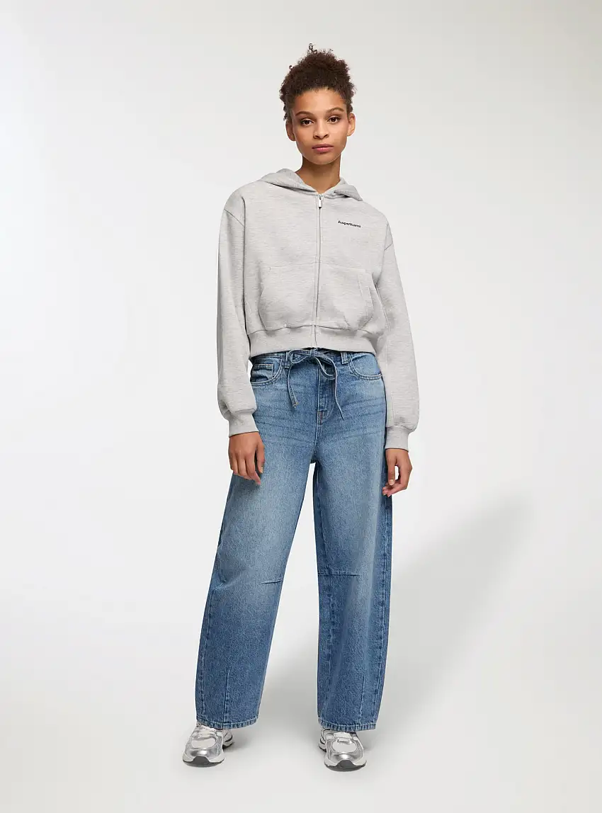 Jeans balloon con cintura Blu denim medio