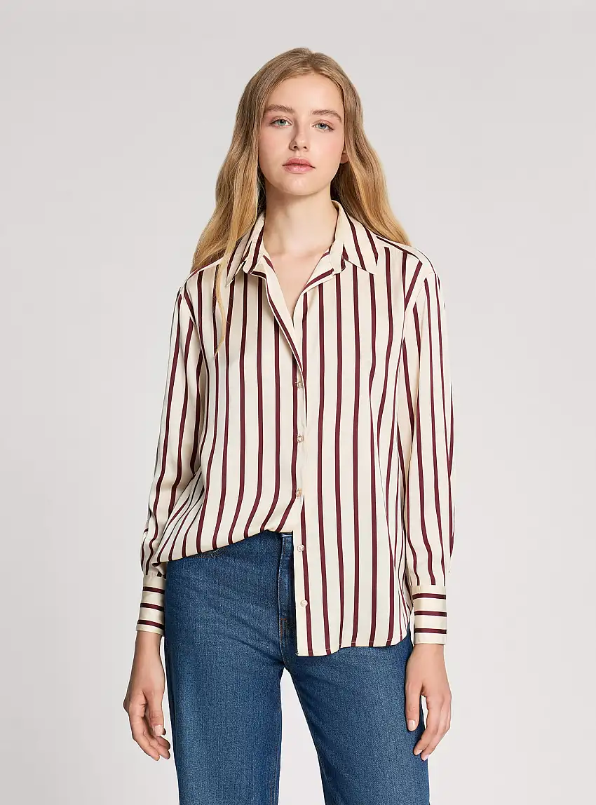 Camicia ampia a righe Var bordeaux