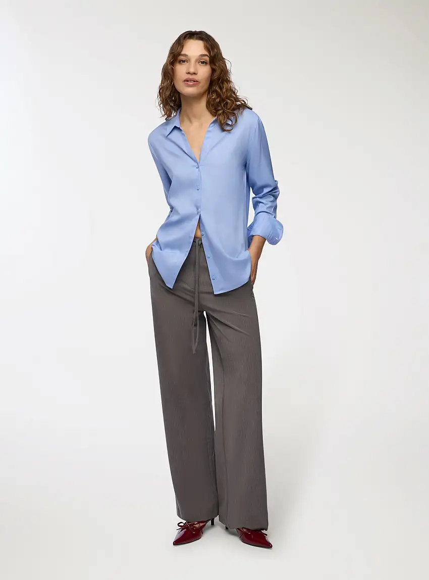 Camicia classica a tinta unita Celeste