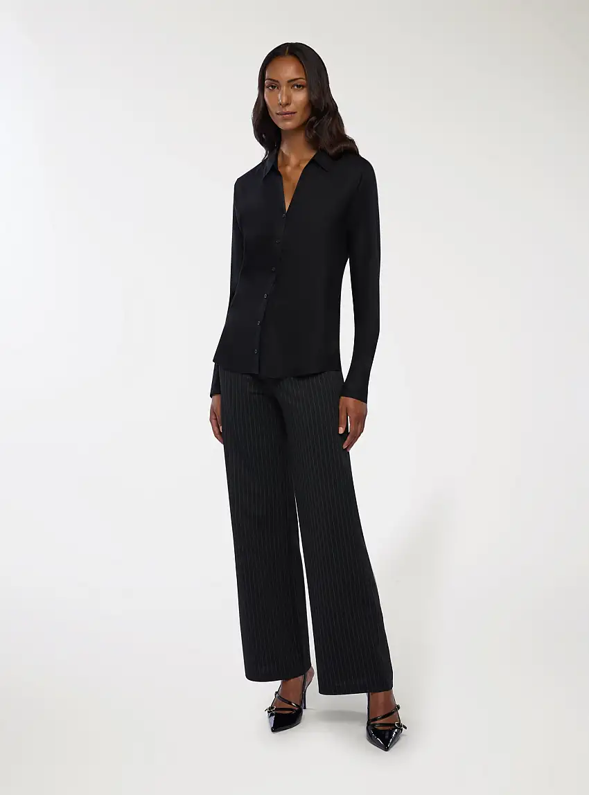 Camicia classica a tinta unita Nero