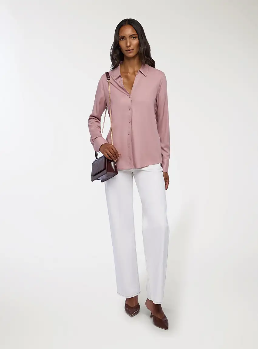 Camicia classica a tinta unita Rosa