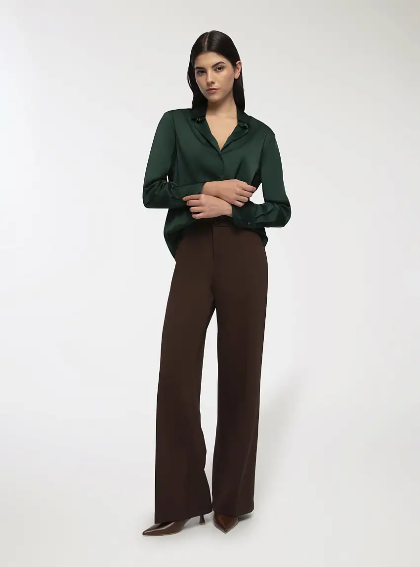 Camicia ampia effetto raso Verde bosco