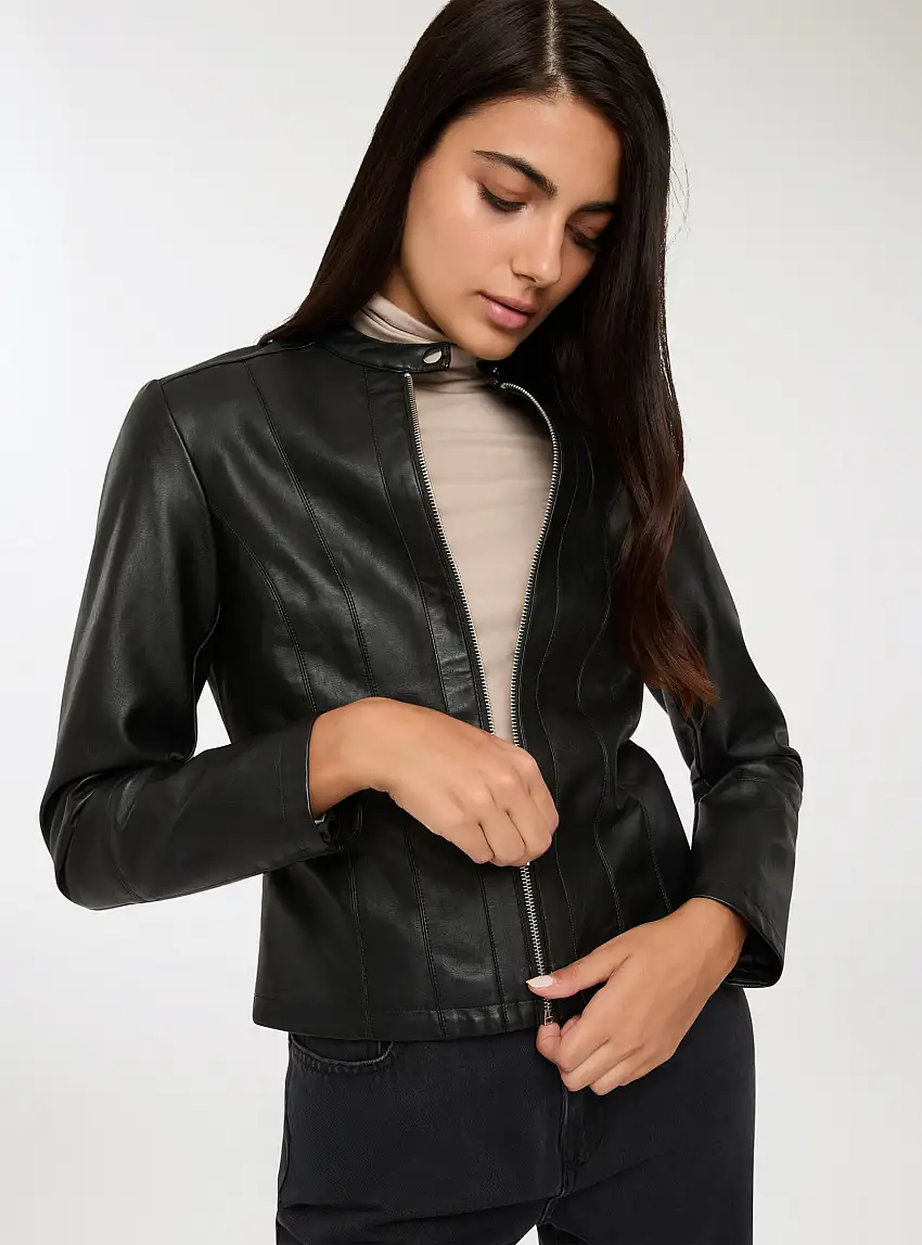 Giacca biker con zip Nero