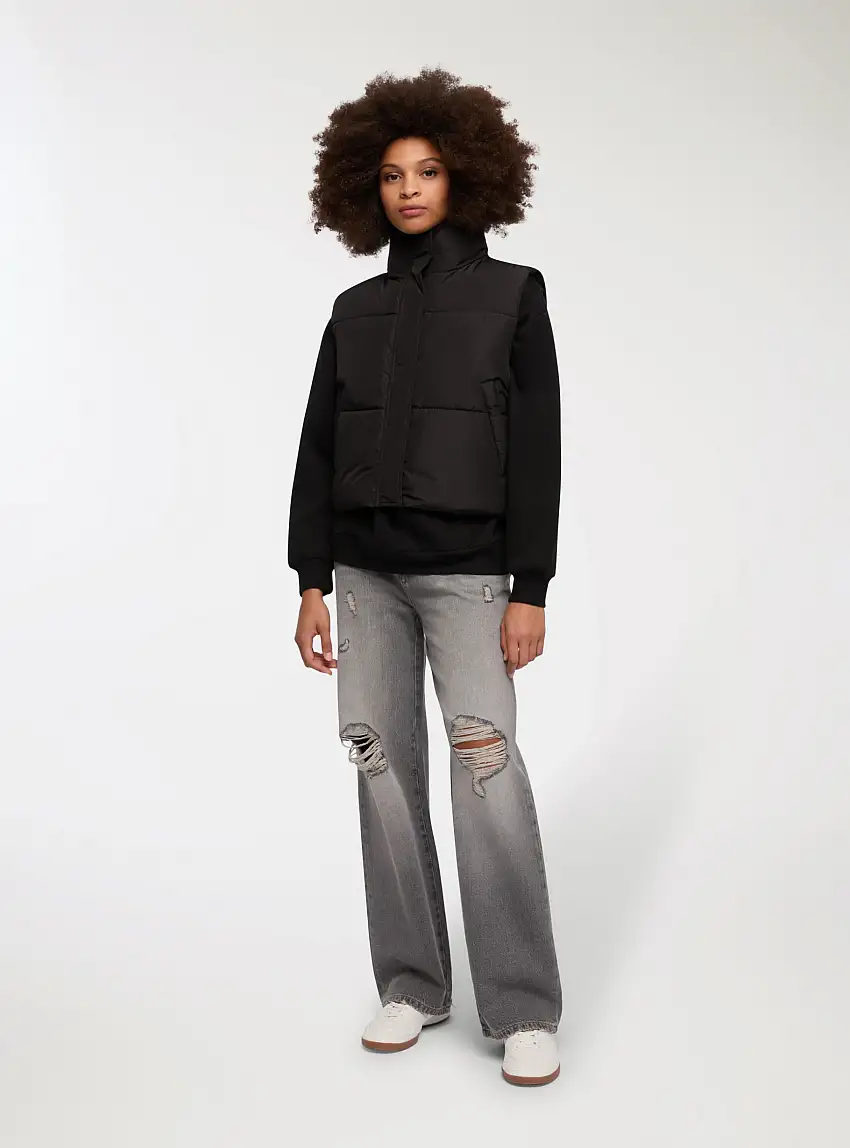 Gilet imbottito con collo alto Nero