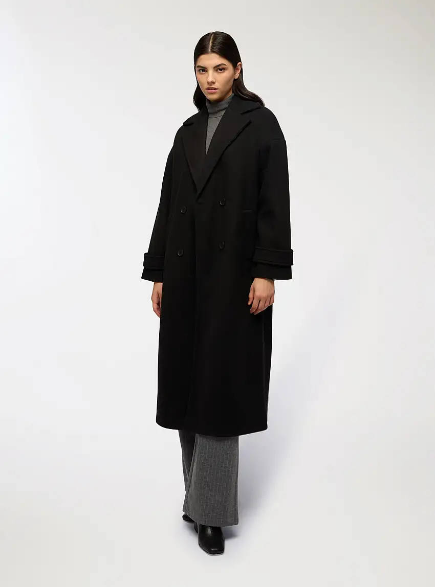 Cappotto doppiopetto lungo over Nero