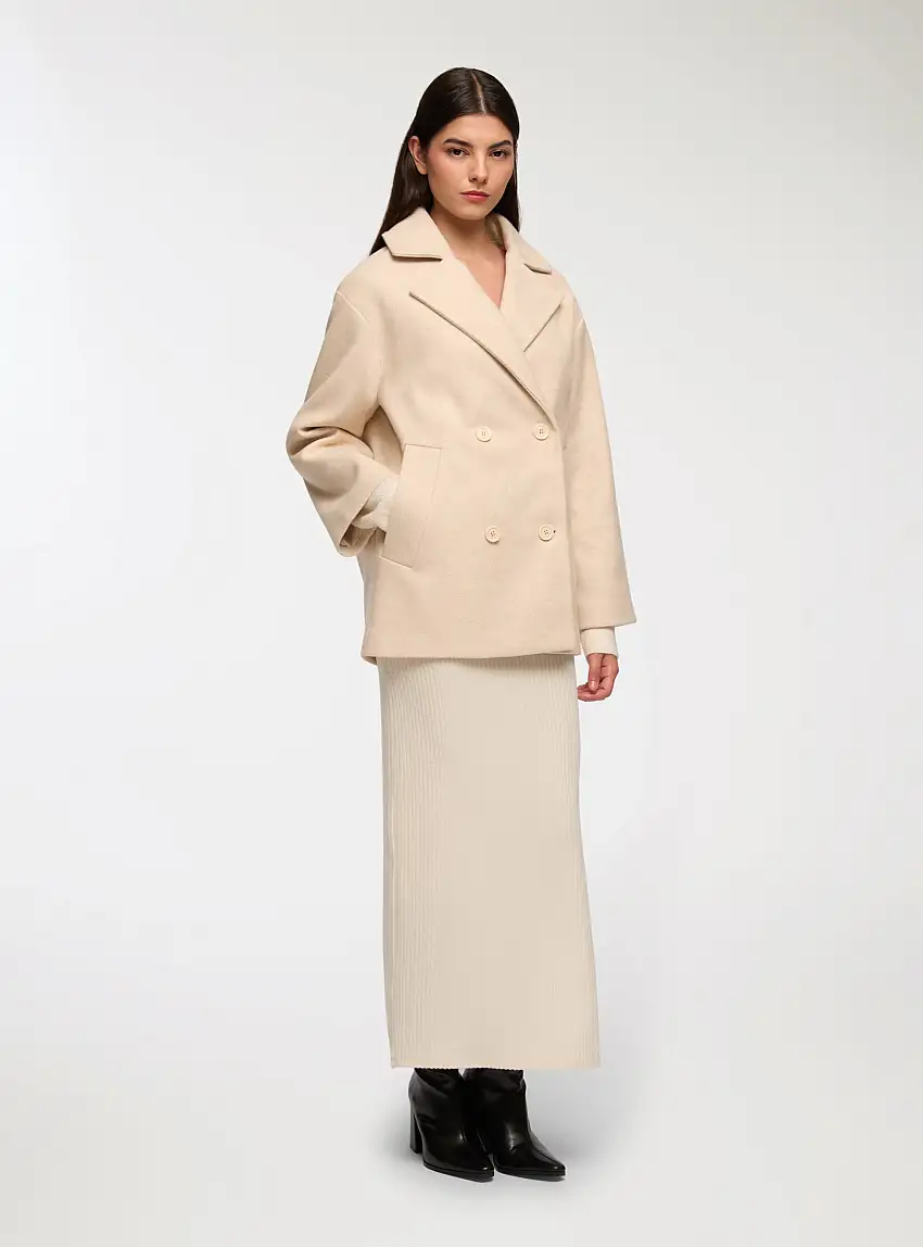 Caban doppiopetto Avorio melange