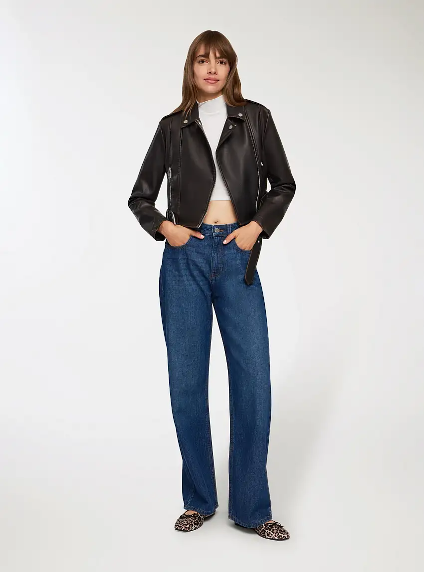 Chiodo in similpelle vintage Marrone scuro