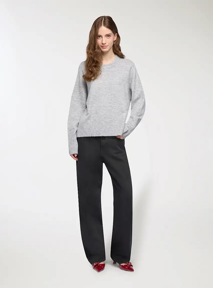 Jeans wide leg a cinque tasche Nero