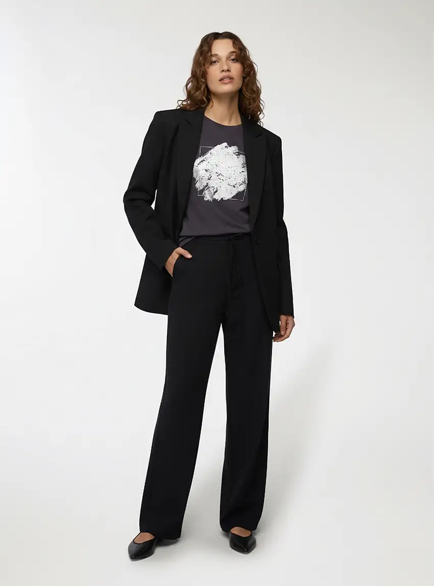 Pantaloni wide leg tinta unita Nero