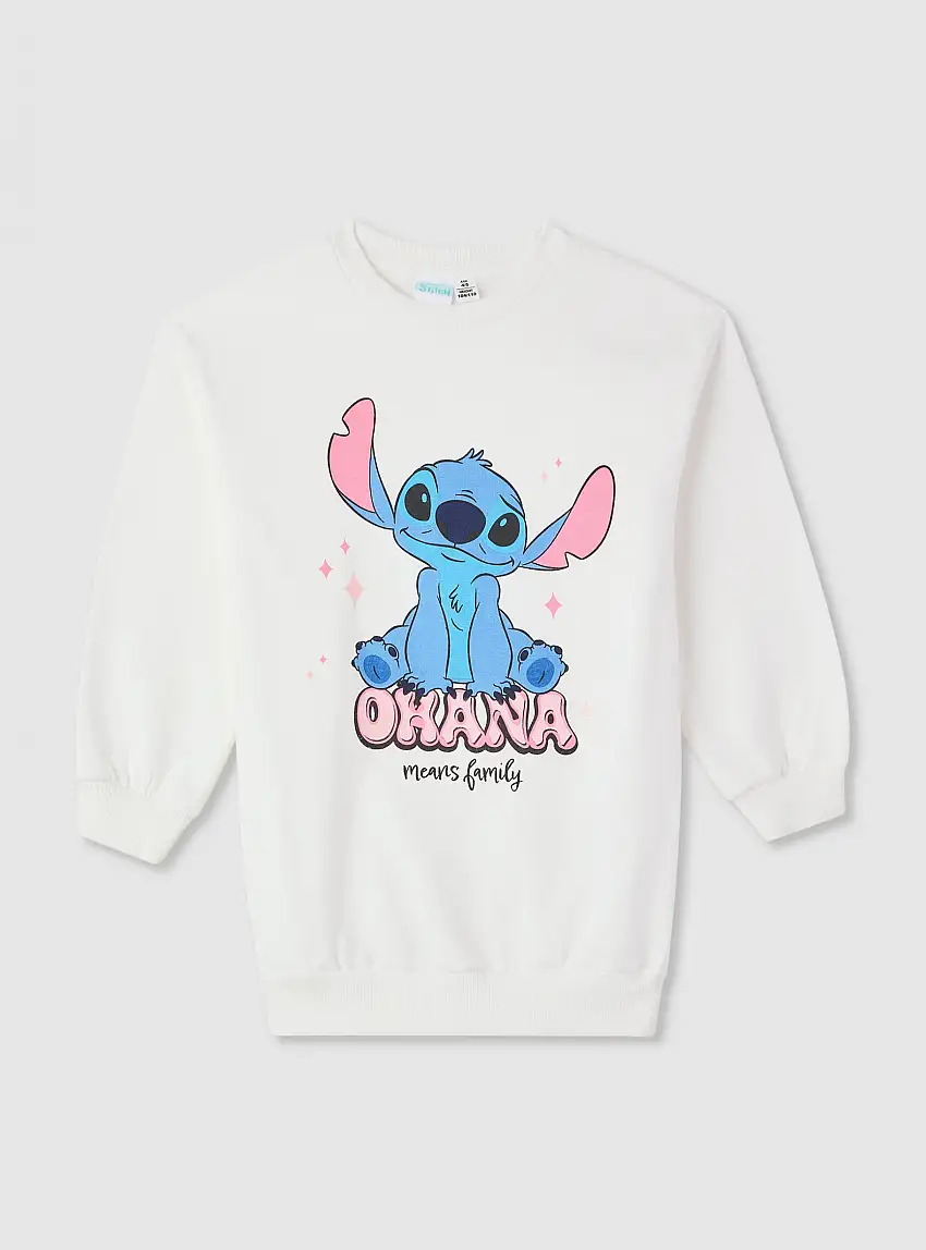 Vestito in felpa con stampa Stitch® Bianco lana