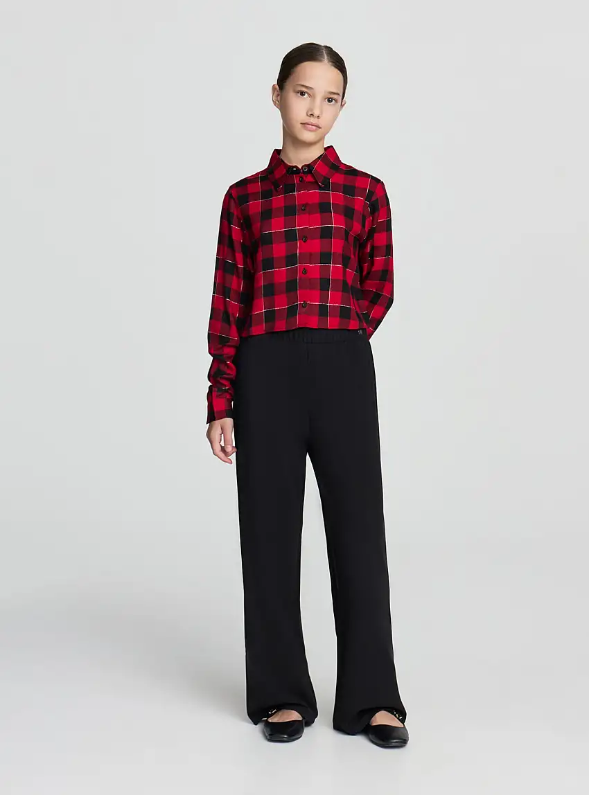 Camicia crop a quadri Var rosso