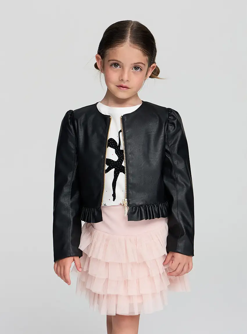 Giacca corta in similpelle Nero