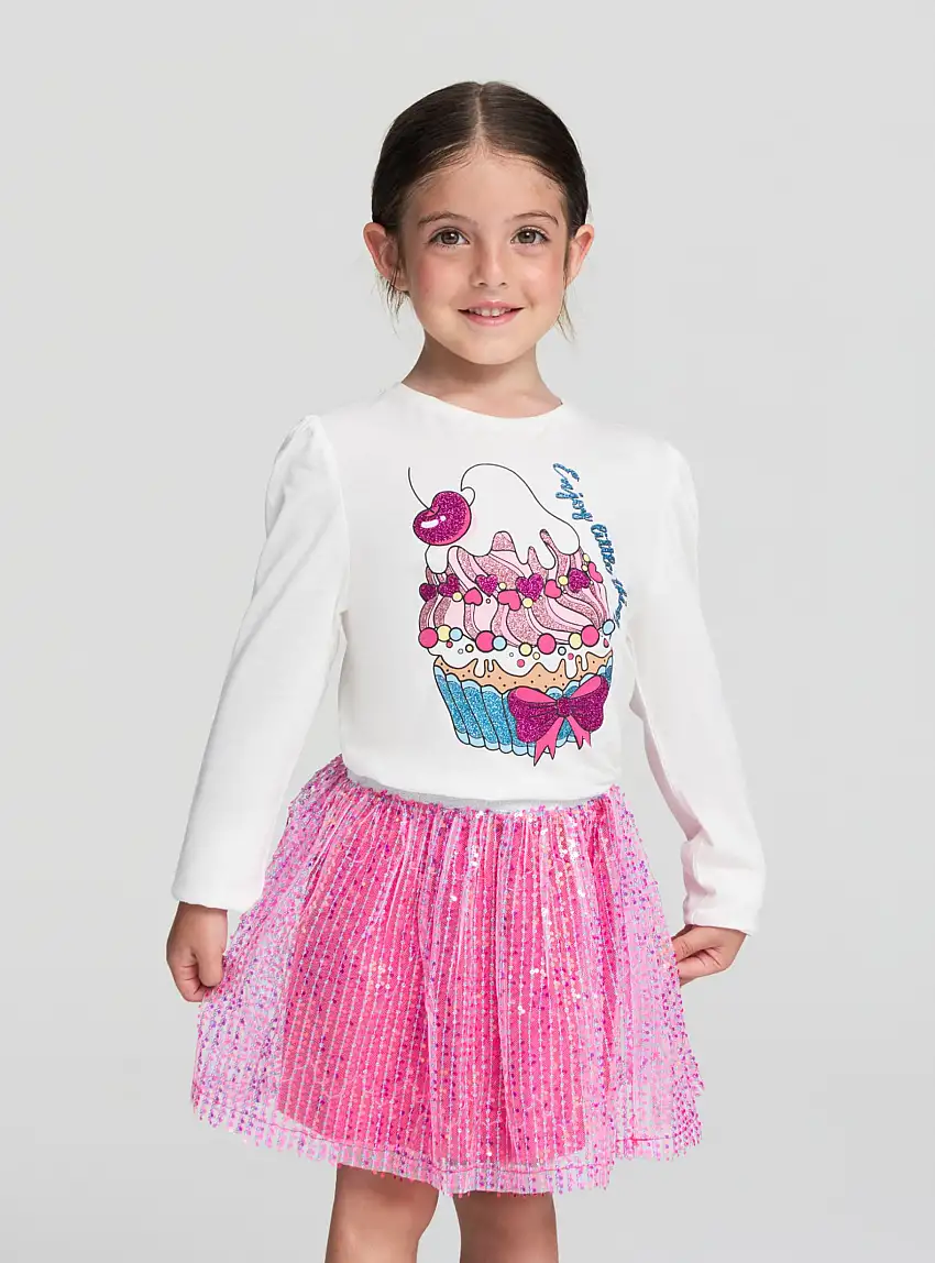 Gonna con paillettes Var fucsia