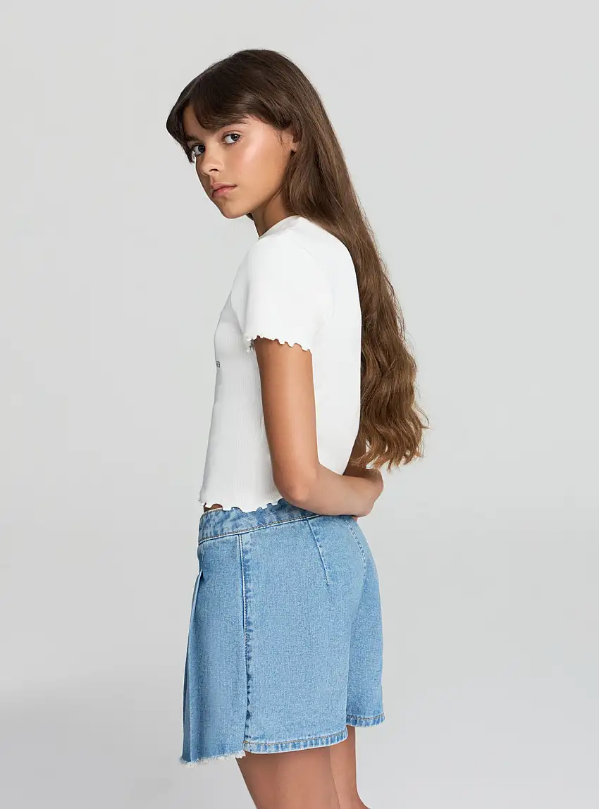 Skort a pieghe in denim Var blu denim medio