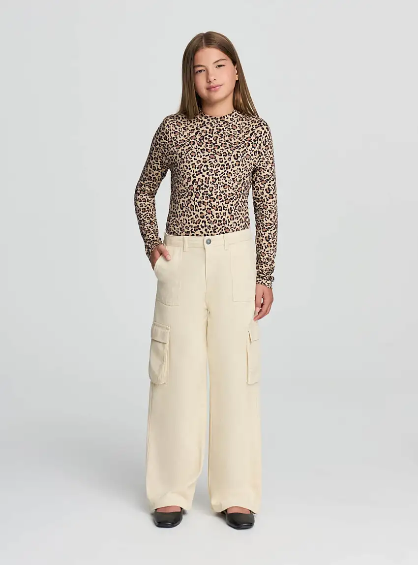 Pantaloni wide leg cargo Bianco latte