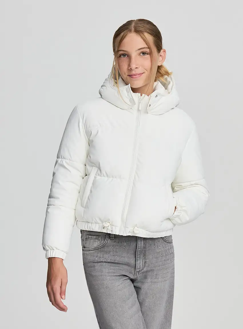 Giubbotto imbottito effetto gommato Bianco lana