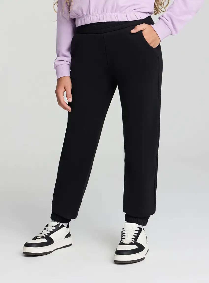 Pantaloni tuta pesanti tinta unita Nero