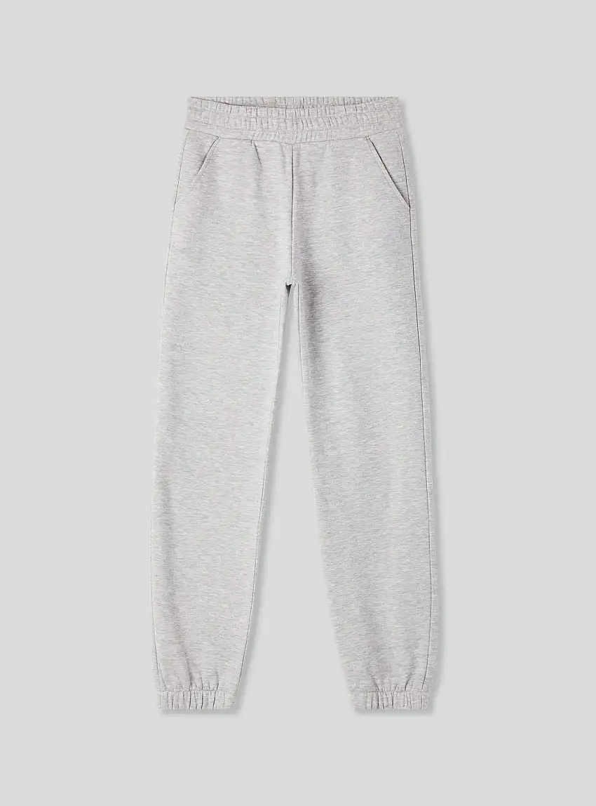 Pantaloni tuta pesanti tinta unita Grigio chiaro melange