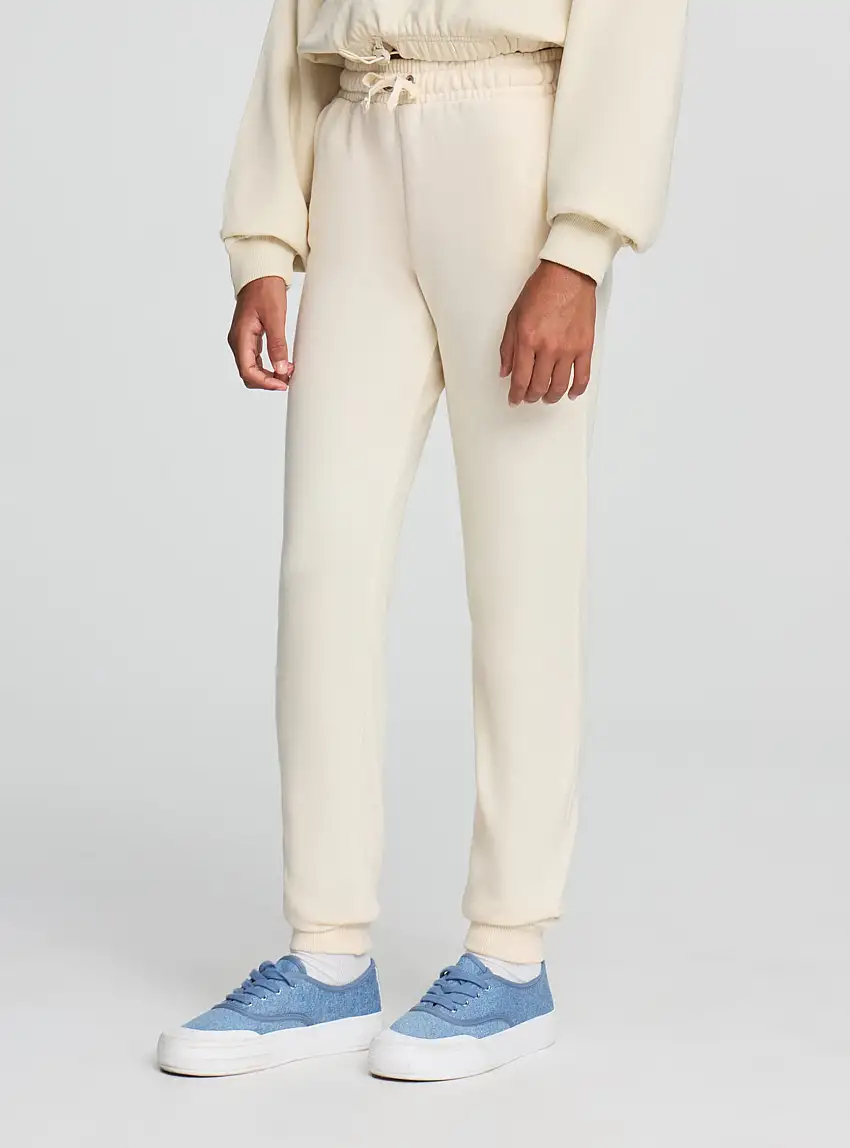 Pantaloni tuta tinta unita Avorio