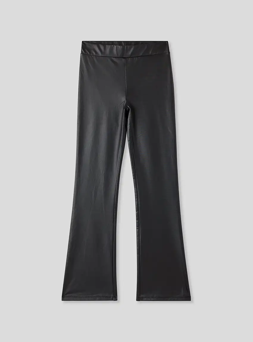 Leggings a zampa in similpelle Nero