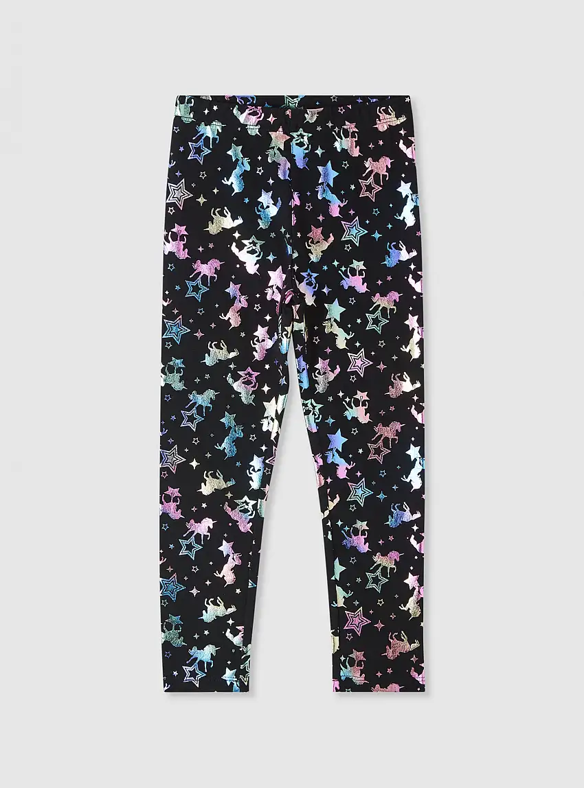 Leggings con stampa unicorni Var nero