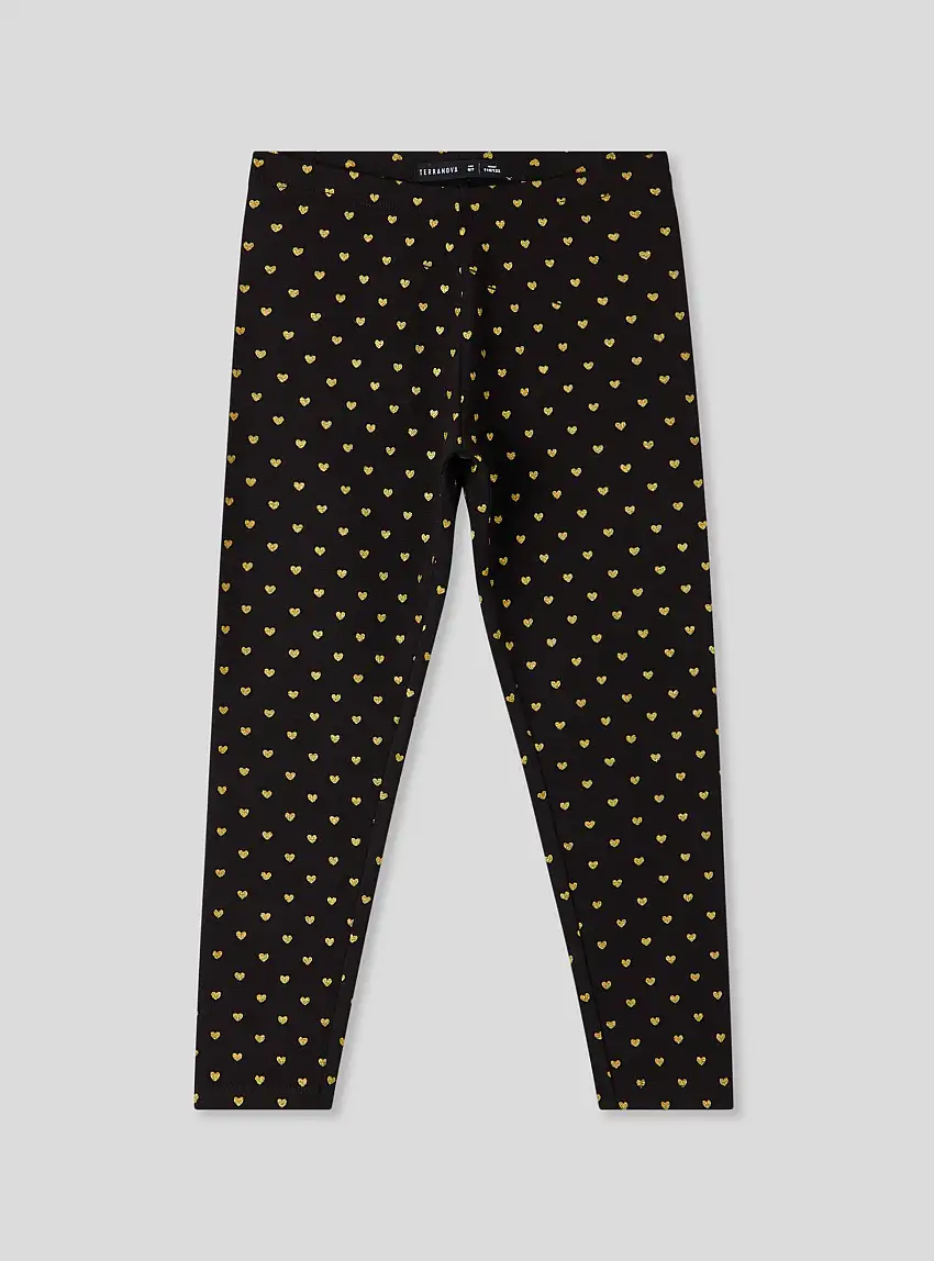 Leggings con cuoricini glitter Var nero