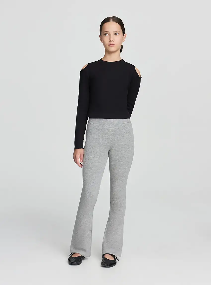 Leggings lunghi a zampa Grigio medio melange