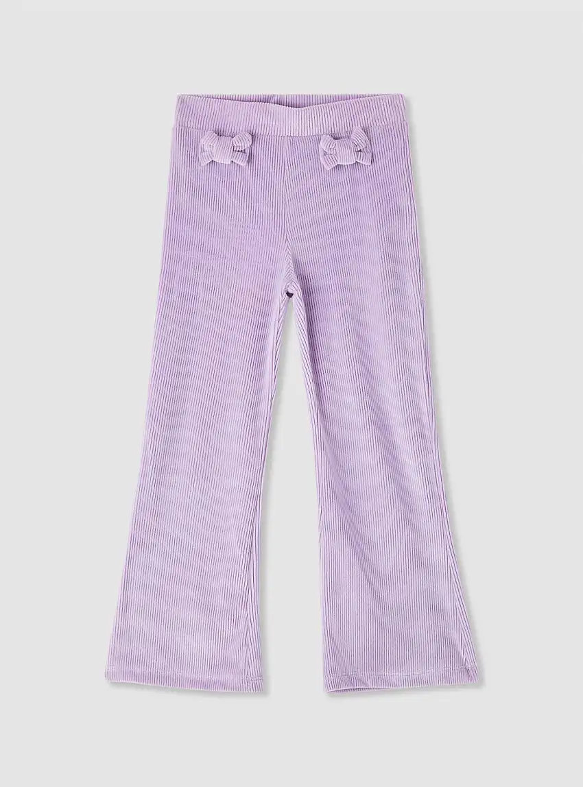 Leggings zampa a coste con fiocchi Lilla scuro