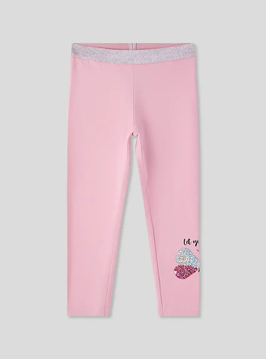 Leggings con paillettes e fascia effetto luccicante Rosa