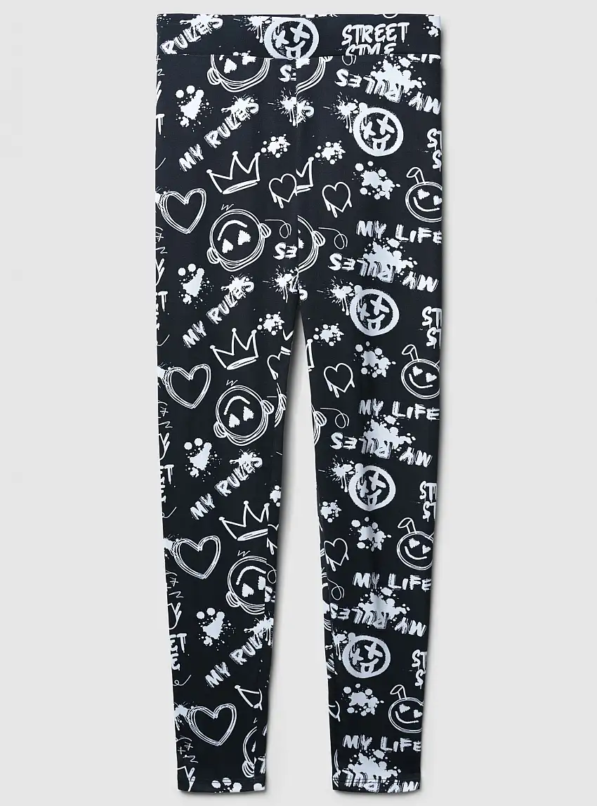 Leggings vita alta stampa graffiti Nero