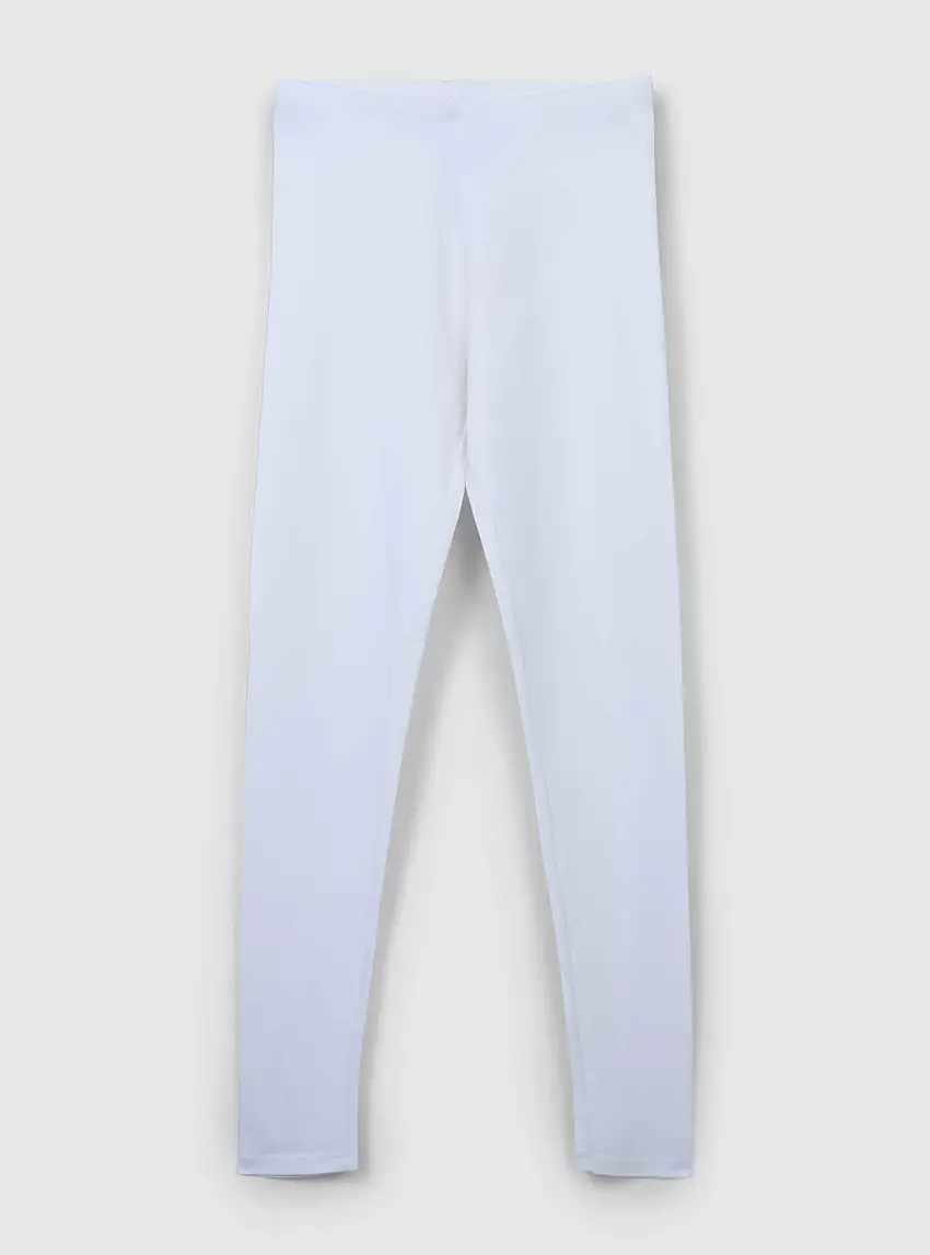 Leggings lunghi a tinta unita Bianco lana