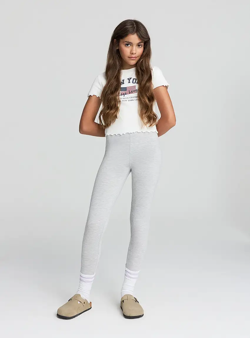 Leggings lunghi a tinta unita Grigio chiaro melange