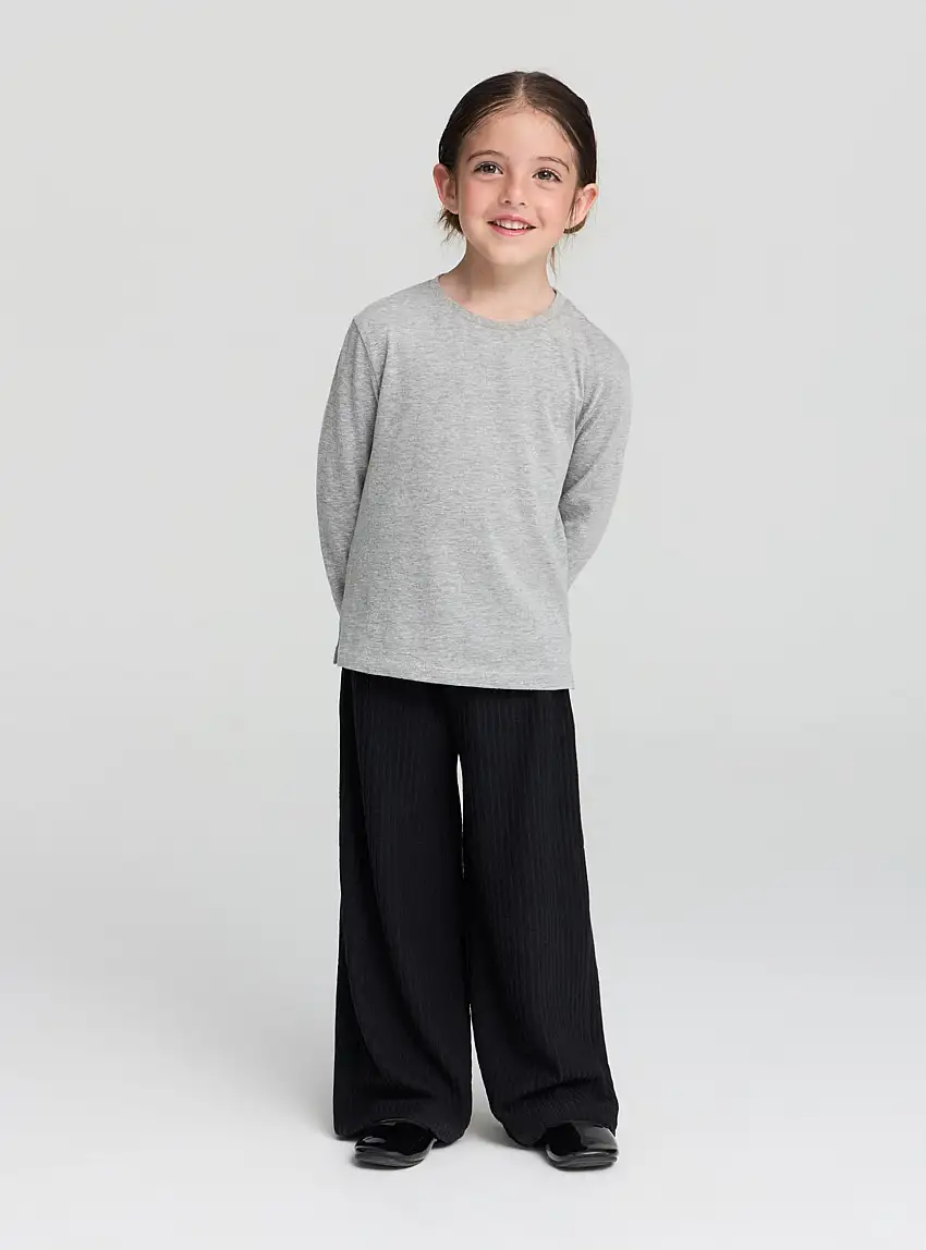 Pack 3 t-shirt manica lunga tinta unita Grigio medio melange