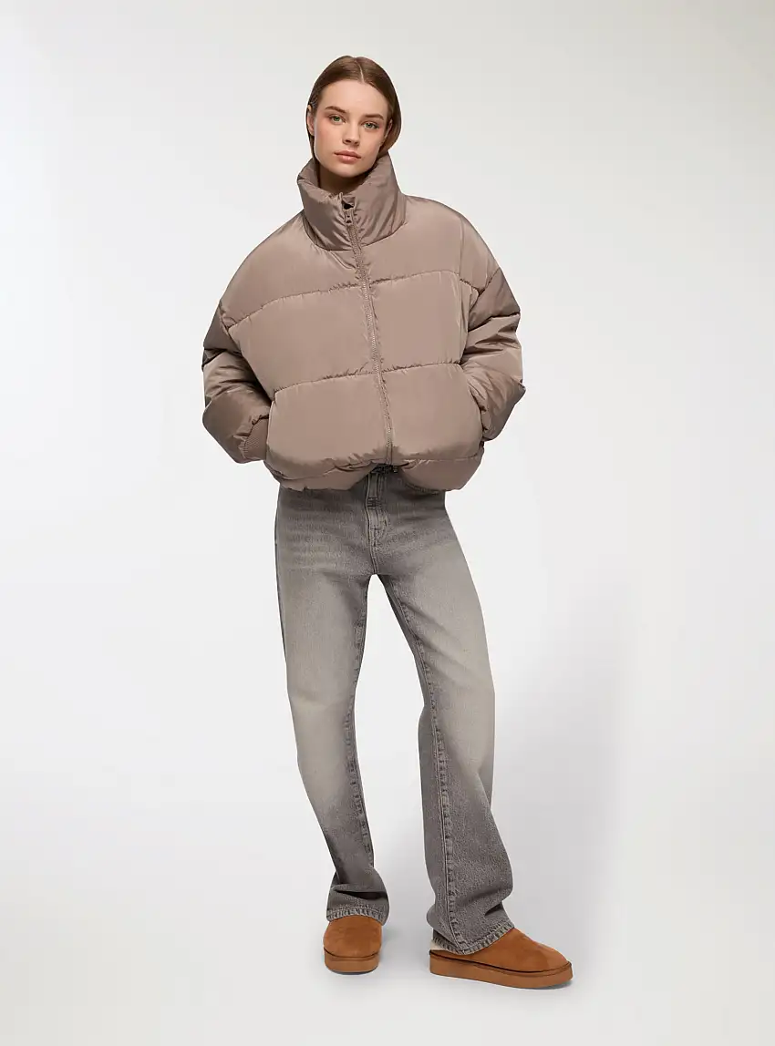 Giubbotto over con collo alto Fango