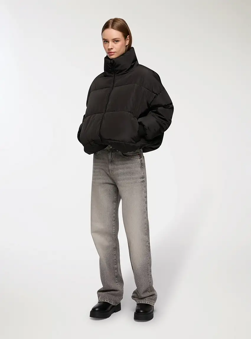 Giubbotto over con collo alto Nero